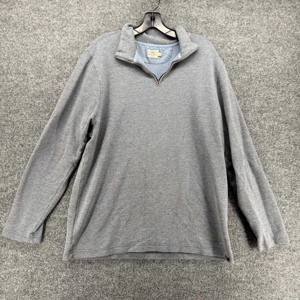 Faherty Sweater Mens XL Blue 1/4 Zip Pullover Business‎ Casual Minimalist Preppy